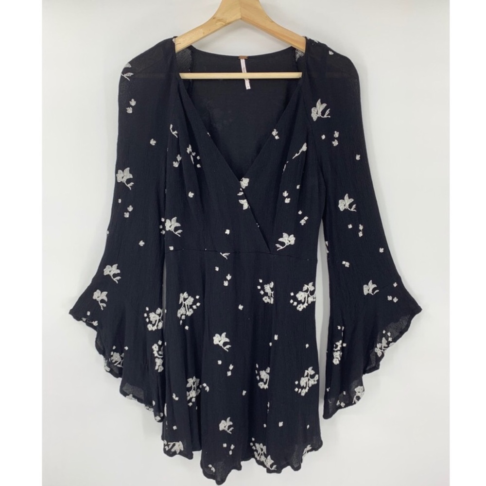 Free People Black Floral Dress XS